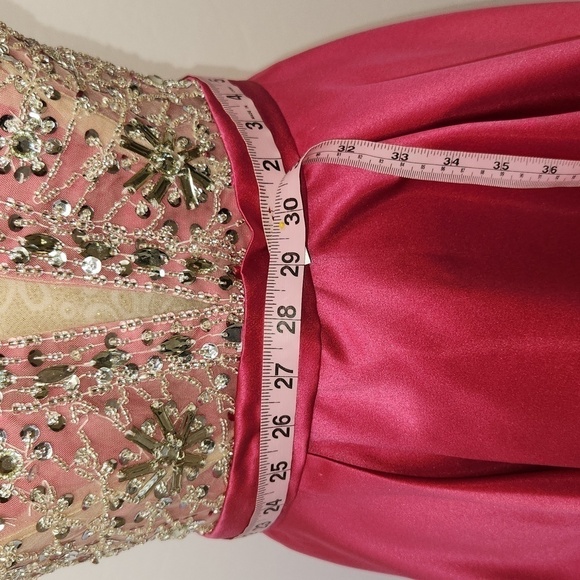 Hebeos A-Line/Princess Satin Beading V-Neck Sleeveless Short Mini Party Dress - Picture 12 of 15